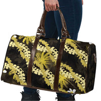 Puakenikeni Maile Lei Travel Bag Frangipani Yellow Tropical Leaves LT01 - Polynesian Pride