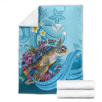 Personalized Hawaii Sea Turtle Blanket Hawaii Map Ocean Vibes LT01 - Polynesian Pride
