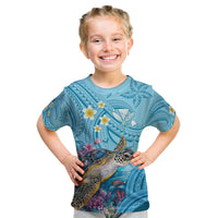 Personalized Hawaii Sea Turtle Kid T Shirt Hawaii Map Ocean Vibes LT01 Blue - Polynesian Pride