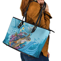 Personalized Hawaii Sea Turtle Leather Tote Bag Hawaii Map Ocean Vibes