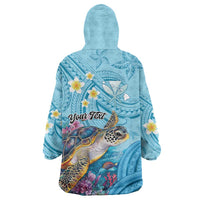 Personalized Hawaii Sea Turtle Wearable Blanket Hoodie Hawaii Map Ocean Vibes LT01 - Polynesian Pride