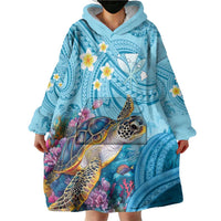 Personalized Hawaii Sea Turtle Wearable Blanket Hoodie Hawaii Map Ocean Vibes LT01 - Polynesian Pride