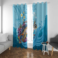 Personalized Hawaii Sea Turtle Window Curtain Hawaii Map Ocean Vibes LT01 With Grommets Blue - Polynesian Pride