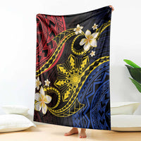 Philippines Spirit Tribal Sun Plumeria Blanket Red And Blue Polynesian Pattern