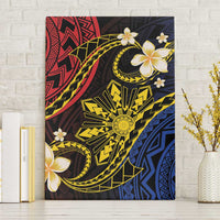 Philippines Spirit Tribal Sun Plumeria Canvas Wall Art Red And Blue Polynesian Pattern