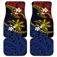 Philippines Spirit Tribal Sun Plumeria Car Mats Red And Blue Polynesian Pattern