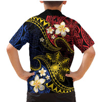 Philippines Spirit Tribal Sun Plumeria Family Matching Mermaid Dress and Hawaiian Shirt Red And Blue Polynesian Pattern