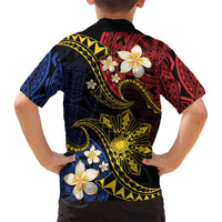 Philippines Spirit Tribal Sun Plumeria Family Matching Puletasi and Hawaiian Shirt Red And Blue Polynesian Pattern