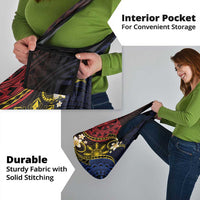 Philippines Spirit Tribal Sun Plumeria Grocery Bag Red And Blue Polynesian Pattern