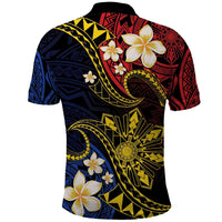 Philippines Spirit Tribal Sun Plumeria Polo Shirt Red And Blue Polynesian Pattern