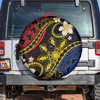 Philippines Spirit Tribal Sun Plumeria Spare Tire Cover Red And Blue Polynesian Pattern