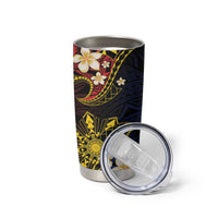 Philippines Spirit Tribal Sun Plumeria Tumbler Cup Red And Blue Polynesian Pattern