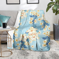 Hawaii Hibiscus Plumeria Blue Blanket Polynesian Pattern LT01 - Polynesian Pride