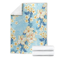 Hawaii Hibiscus Plumeria Blue Blanket Polynesian Pattern LT01 - Polynesian Pride