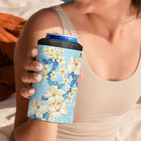 Hawaii Hibiscus Plumeria Blue 4 in 1 Can Cooler Tumbler Polynesian Pattern LT01 - Polynesian Pride