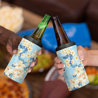 Hawaii Hibiscus Plumeria Blue 4 in 1 Can Cooler Tumbler Polynesian Pattern LT01 - Polynesian Pride