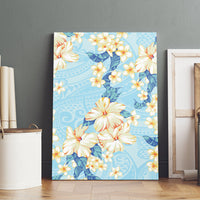 Hawaii Hibiscus Plumeria Blue Canvas Wall Art Polynesian Pattern LT01 - Polynesian Pride