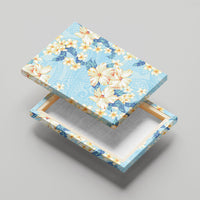 Hawaii Hibiscus Plumeria Blue Canvas Wall Art Polynesian Pattern LT01 - Polynesian Pride