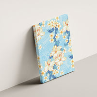 Hawaii Hibiscus Plumeria Blue Canvas Wall Art Polynesian Pattern LT01 - Polynesian Pride