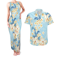 Hawaii Hibiscus Plumeria Blue Couples Matching Tank Maxi Dress and Hawaiian Shirt Polynesian Pattern LT01 Blue - Polynesian Pride