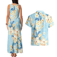Hawaii Hibiscus Plumeria Blue Couples Matching Tank Maxi Dress and Hawaiian Shirt Polynesian Pattern LT01 - Polynesian Pride