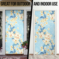 Hawaii Hibiscus Plumeria Blue Door Cover Polynesian Pattern LT01 - Polynesian Pride