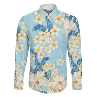Hawaii Hibiscus Plumeria Blue Family Matching Mermaid Dress and Hawaiian Shirt Polynesian Pattern