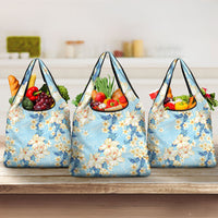 Hawaii Hibiscus Plumeria Blue Grocery Bag Polynesian Pattern LT01 3-pack One Size Blue - Polynesian Pride