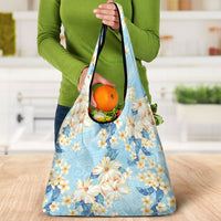 Hawaii Hibiscus Plumeria Blue Grocery Bag Polynesian Pattern LT01 - Polynesian Pride