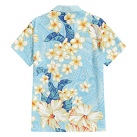 Hawaii Hibiscus Plumeria Blue Hawaiian Shirt Polynesian Pattern LT01 - Polynesian Pride