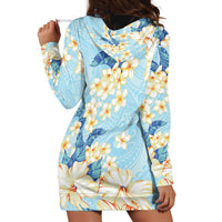 Hawaii Hibiscus Plumeria Blue Hoodie Dress Polynesian Pattern LT01 - Polynesian Pride