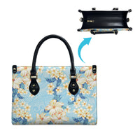 Hawaii Hibiscus Plumeria Blue Leather Bag Polynesian Pattern LT01 - Polynesian Pride