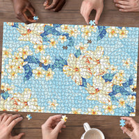 Hawaii Hibiscus Plumeria Blue Puzzle Polynesian Pattern LT01 - Polynesian Pride