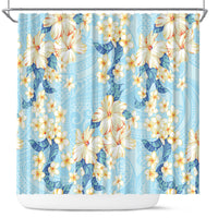 Hawaii Hibiscus Plumeria Blue Shower Curtain Polynesian Pattern LT01 Blue - Polynesian Pride