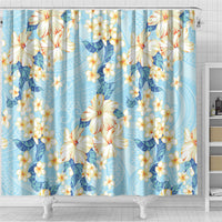 Hawaii Hibiscus Plumeria Blue Shower Curtain Polynesian Pattern LT01 - Polynesian Pride