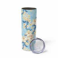 Hawaii Hibiscus Plumeria Blue Skinny Tumbler Polynesian Pattern LT01 - Polynesian Pride