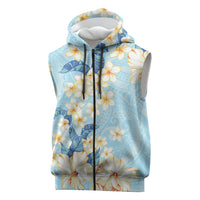 Hawaii Hibiscus Plumeria Blue Sleeveless Zip Hoodie Polynesian Pattern LT01 Blue - Polynesian Pride