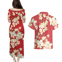 Hawaii Hibiscus Plumeria Red Couples Matching Puletasi and Hawaiian Shirt Polynesian Pattern LT01 - Polynesian Pride