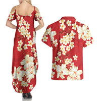 Hawaii Hibiscus Plumeria Red Couples Matching Summer Maxi Dress and Hawaiian Shirt Polynesian Pattern LT01 - Polynesian Pride