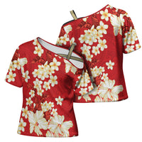 Hawaii Hibiscus Plumeria Red Cross Shoulder Shirt Polynesian Pattern LT01 - Polynesian Pride