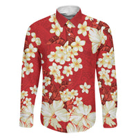 Hawaii Hibiscus Plumeria Red Family Matching Mermaid Dress and Hawaiian Shirt Polynesian Pattern