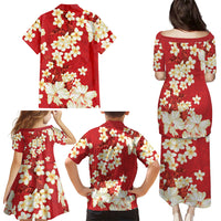 Hawaii Hibiscus Plumeria Red Family Matching Puletasi and Hawaiian Shirt Polynesian Pattern LT01 - Polynesian Pride