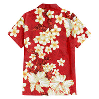 Hawaii Hibiscus Plumeria Red Family Matching Puletasi and Hawaiian Shirt Polynesian Pattern LT01 - Polynesian Pride