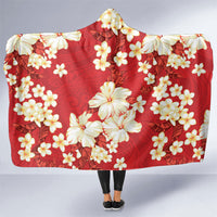 Hawaii Hibiscus Plumeria Red Hooded Blanket Polynesian Pattern LT01 One Size Red - Polynesian Pride