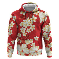 Hawaii Hibiscus Plumeria Red Hoodie Polynesian Pattern LT01 Pullover Hoodie Red - Polynesian Pride