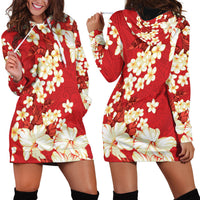 Hawaii Hibiscus Plumeria Red Hoodie Dress Polynesian Pattern LT01 - Polynesian Pride