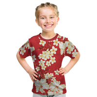 Hawaii Hibiscus Plumeria Red Kid T Shirt Polynesian Pattern LT01 Red - Polynesian Pride