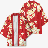 Hawaii Hibiscus Plumeria Red Kimono Polynesian Pattern LT01 - Polynesian Pride