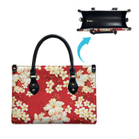 Hawaii Hibiscus Plumeria Red Leather Bag Polynesian Pattern LT01 - Polynesian Pride