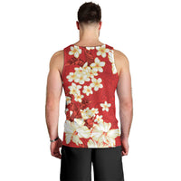 Hawaii Hibiscus Plumeria Red Men Tank Top Polynesian Pattern LT01 - Polynesian Pride